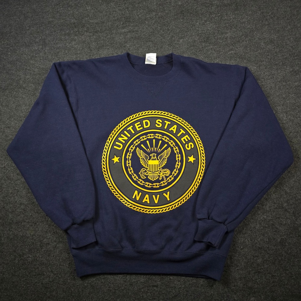 Vtg US Navy Crewneck Sweatshirt Soffe Blue Made in USA Military Oversized Mens M